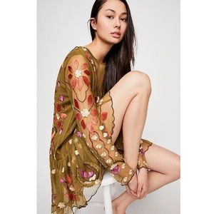 Free People Hearts Are Wild Mini Dress Army Green